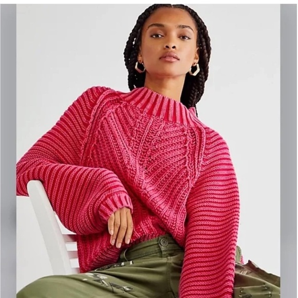 Free People Sweetheart Sweater Candy Blossom Pink Balloon Sleeve Small - Picture 5 of 9